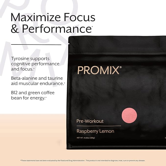 ProMix Nutrition Pre-Workout Powder, Raspberry Lemon - Maximize Focus - Helps Muscle Gain