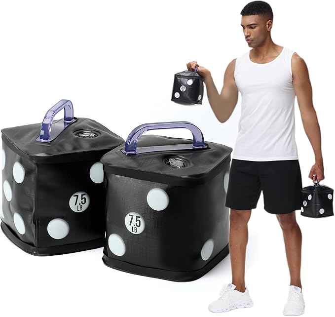 Travel Dumbbells, Water Filled Dumbbells Set, Fitness Exercise Dice 15/20 lbs, Portable Fitness