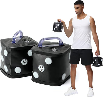 Travel Dumbbells, Water Filled Dumbbells Set, Fitness Exercise Dice 15/20 lbs, Portable Fitness
