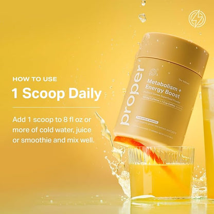 Proper, The Yellows Metabolism and Energy Boost, Sugar Free Energy Drink Powder with 100mg