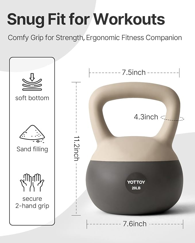 YOTTOY Soft Kettlebell, Set for Strength Training Kettlebells & Home Workouts, Soft-Sided Cushioned