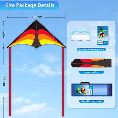 Large Delta Kite for Kids & Adults - Easy to Fly Outdoor Kites for Kids Ages 8-10, Perfect for