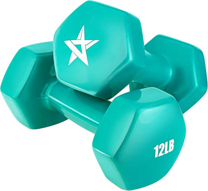 Yes4All Vinyl Hexagon Dumbbell - Dumbbells Set of 2 Hand Weights for Home Gym & Strength Training