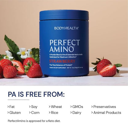 BodyHealth PerfectAmino Powder - BCAA and EAA Powder for Pre and Post Workout - Amino Acid Energy