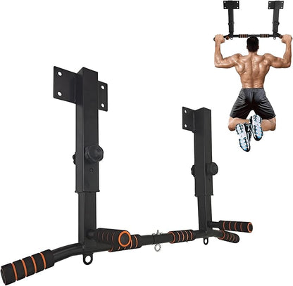 BDL Wall Mounted Pull Up Bar Chin Up bar Multifunctional Dip Station for Indoor Home Gym Workout