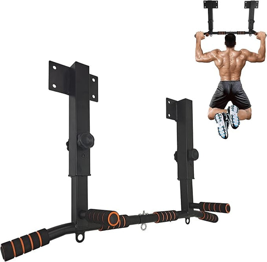 BDL Wall Mounted Pull Up Bar Chin Up bar Multifunctional Dip Station for Indoor Home Gym Workout