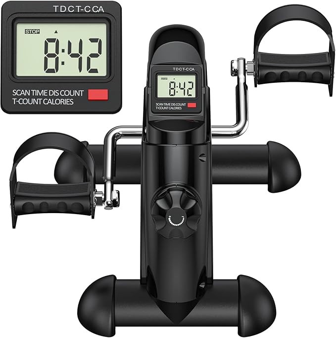 FEIERDUN Mini Exercise Bike, Under Desk Bike Pedal Exerciser for Arm/Leg Exercise, Adjustable