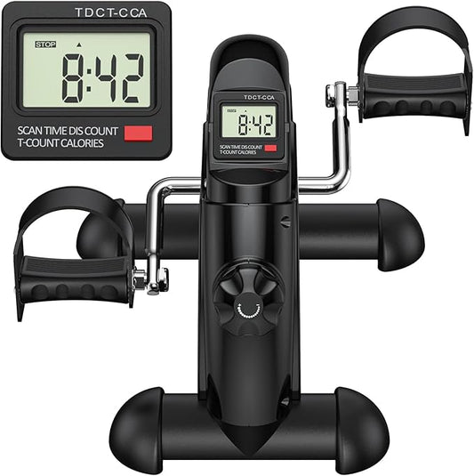 FEIERDUN Mini Exercise Bike, Under Desk Bike Pedal Exerciser for Arm/Leg Exercise, Adjustable