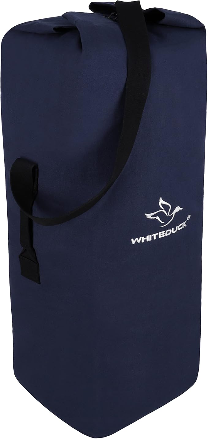 WHITEDUCK Top Load Canvas Folding Duffel Bag, Water Resistant Army Style Shoulder Bag for Men and