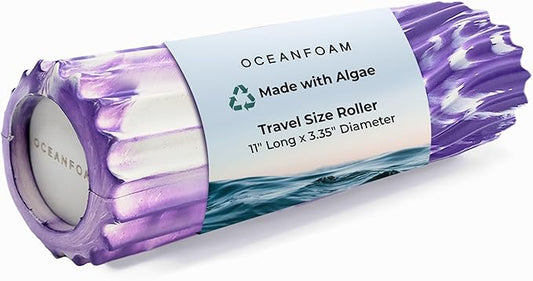 Oceanfoam Ripple Travel Foam Roller (11" x 3.35") Firm Mini Foam Roller for Physical Therapy, Deep