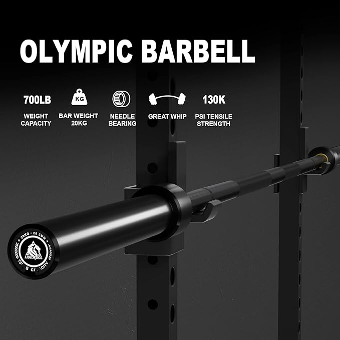 LIONSCOOL 7FT Olympic Barbell for Weightlifting, Power Lifting, 2 Inch Strength Training Bar for