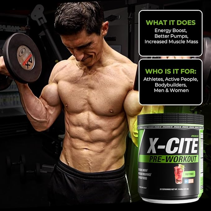 X-CITE Pre-Workout by ATHLEAN-X - Enhanced Formula with Beta-Alanine, Creatine & Caffeine for