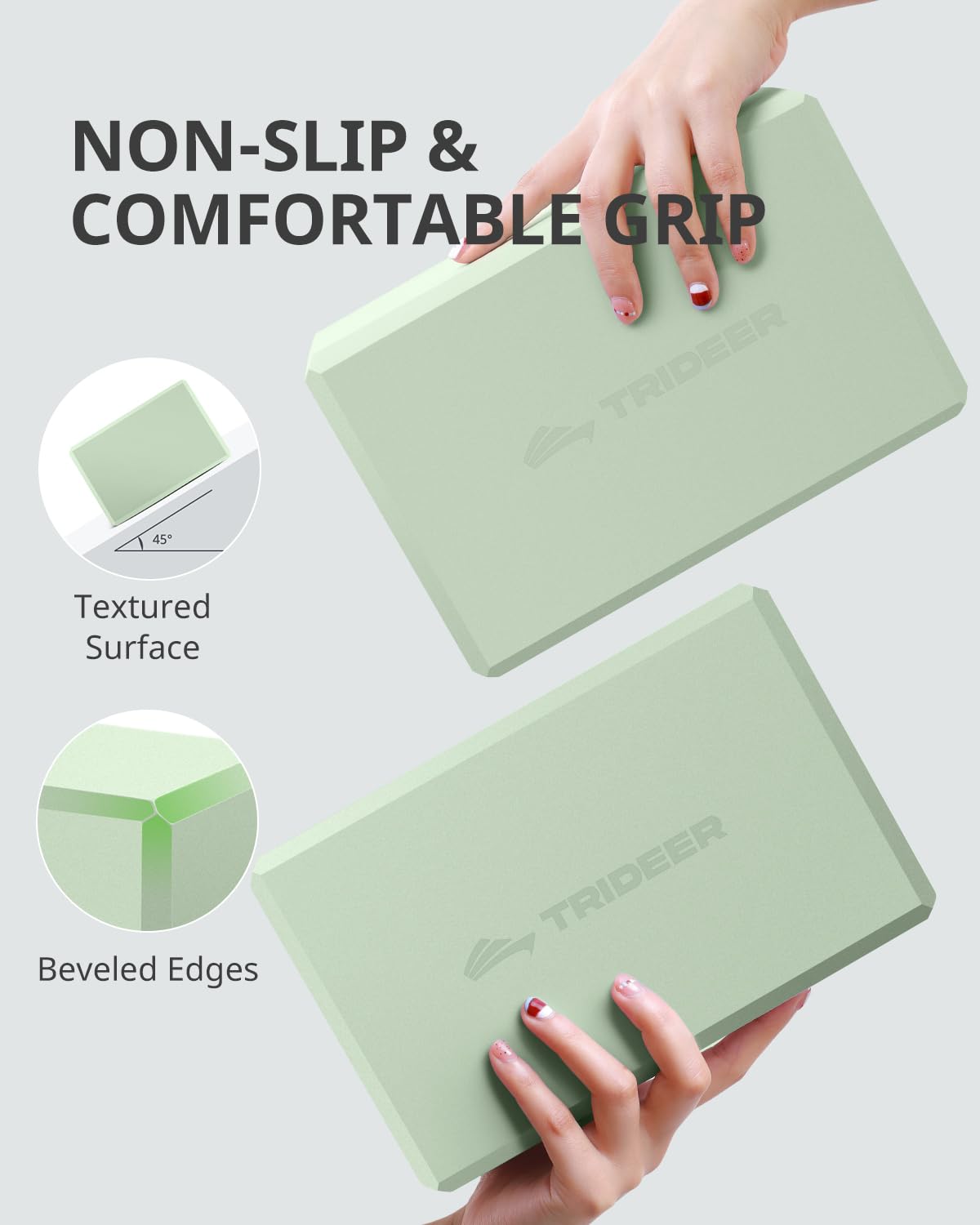 Trideer Yoga Block, Soft Non-Slip Surface Premium Foam Blocks, Supportive, Lightweight, Odorless