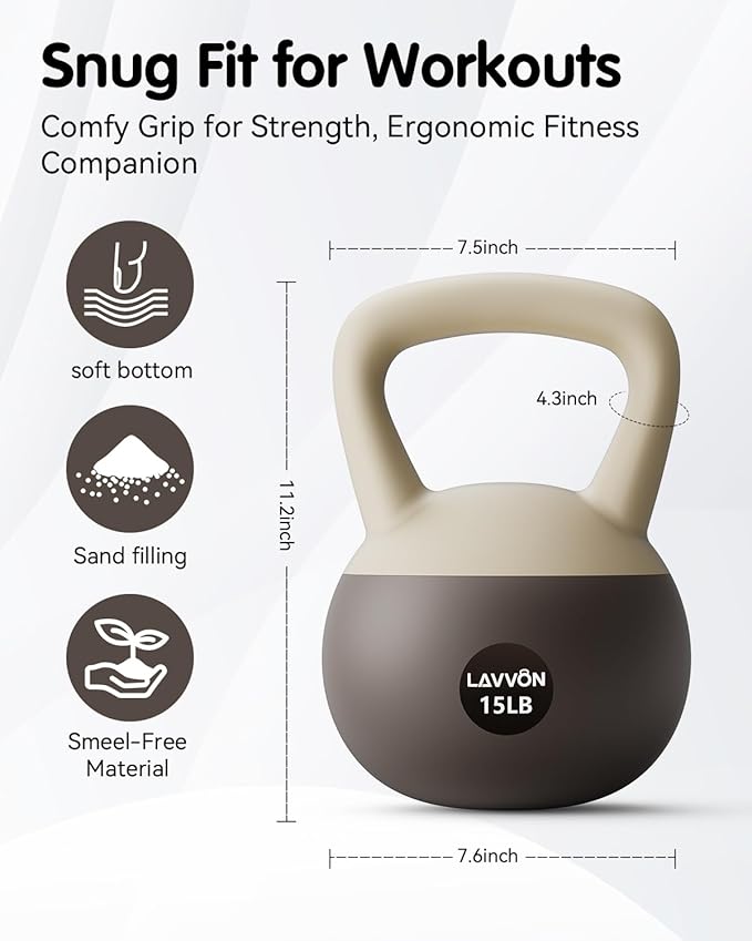 Soft Kettlebell - Cushioned Impact-Resistant Base and Anti-Slip, Kettle bell Anti-Slip Grip Weight