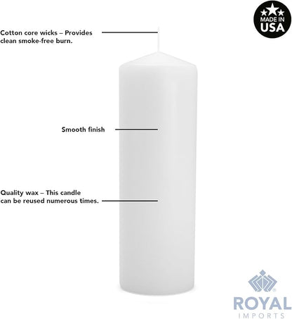Royal Imports Pillar Candles White Unscented Premium Wax, 30 Hours Burning for Wedding, Spa, Party