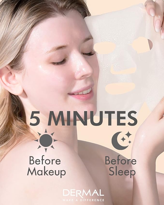 DERMAL 26 Combo Pack Collagen Essence Korean Face Mask (Red & Green) - Hydrating & Soothing Facial