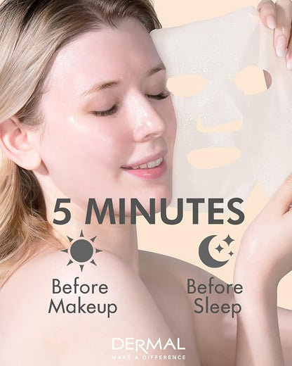 DERMAL Korea Collagen Essence Full Face Facial Mask Sheet 26 Yellow & Red Combo Pack - Skin