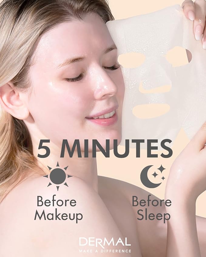 DERMAL 78 Combo Pack Collagen Essence Korean Face Mask - Hydrating & Soothing Facial Mask with