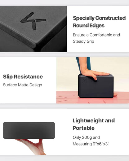 Yoga Block, High Density EVA Foam Blocks for Yoga, Pilates, Meditation, Aid Balance, Support and