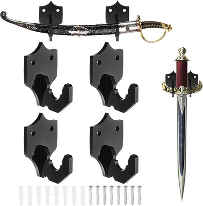 uxcell 4 Pcs Sword Holder Wall Mount Sword Racks Acrylic Wall Sword Display Hanger with Mounting