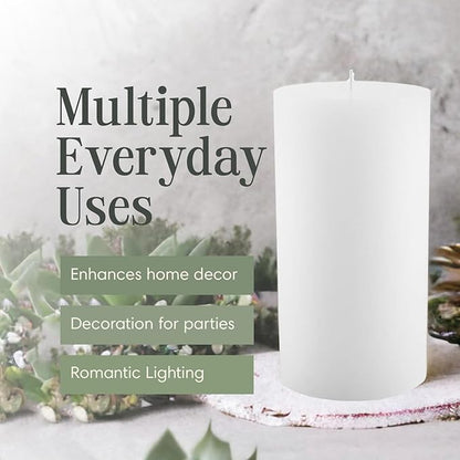 Mister Candle Non Scented Luxury 4 x 8 Pillar Candle, Hand Poured White Unscented Candle for Home
