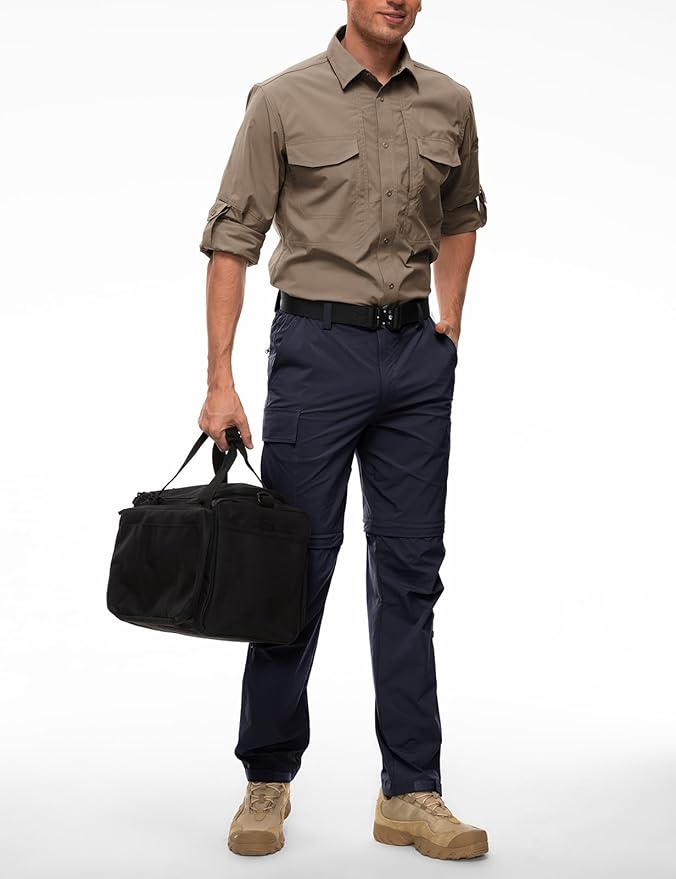 Wespornow Men's-Convertible-Hiking-Pants Quick Dry Lightweight Zip Off Breathable Cargo Pants for