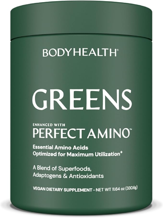 BodyHealth Greens Enhanced with PerfectAmino - Daily Superfood Green Apple Smoothie Powder with