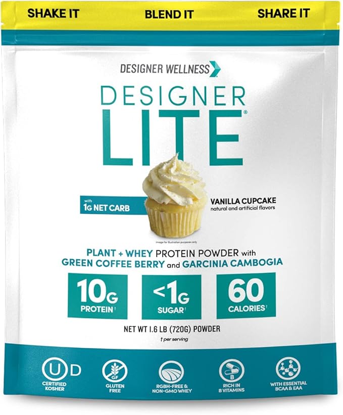 Designer Wellness, Designer Lite, Low Calorie Natural Protein, Prebiotic Fiber, Key Vitamins &