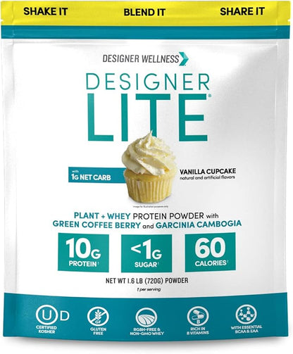 Designer Wellness, Designer Lite, Low Calorie Natural Protein, Prebiotic Fiber, Key Vitamins &