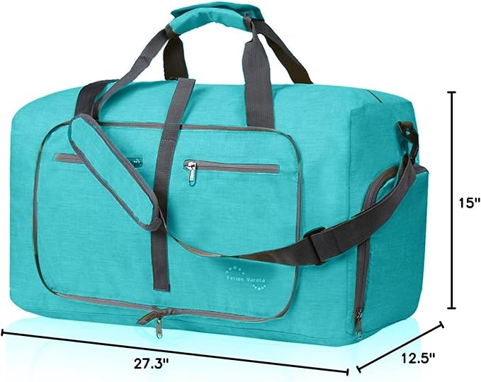 Felipe Varela Duffle Bag with Shoes Compartment and Adjustable Strap,Foldable Travel Duffel Bags