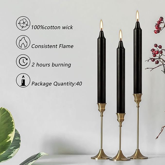 Set of 40 Black Candles ??Spell Chime Candles for Halloween, Rituals, Prayer, Birthdays
