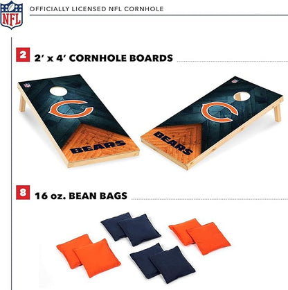 NFL Football 2' x 4' Regulation Size Solid Wood Cornhole Set with Direct Print HD Team Graphics