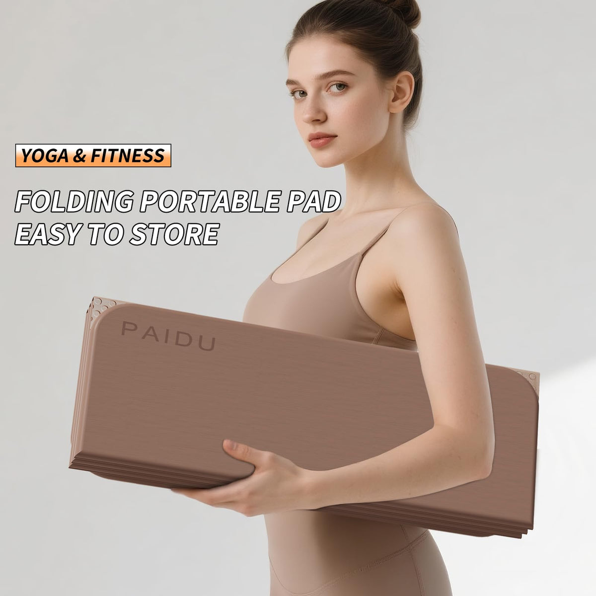 PAIDU Foldable Yoga Mat 10MM Thick SGS Certified TPE 75x26" Portable