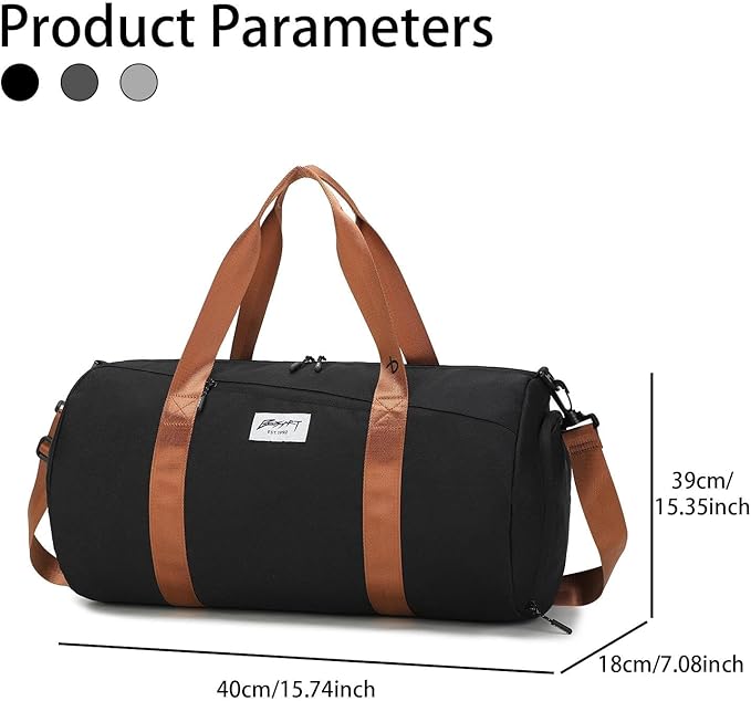 BE SMART Waterproof Mens Gym Bag with Shoe Compartment, Duffle Bags with Wet Pocket for Men