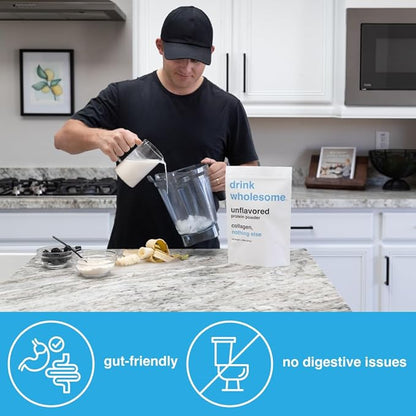 drink wholesome Unflavored Collagen Protein Powder | for Sensitive Stomachs | Gut Friendly | Dairy
