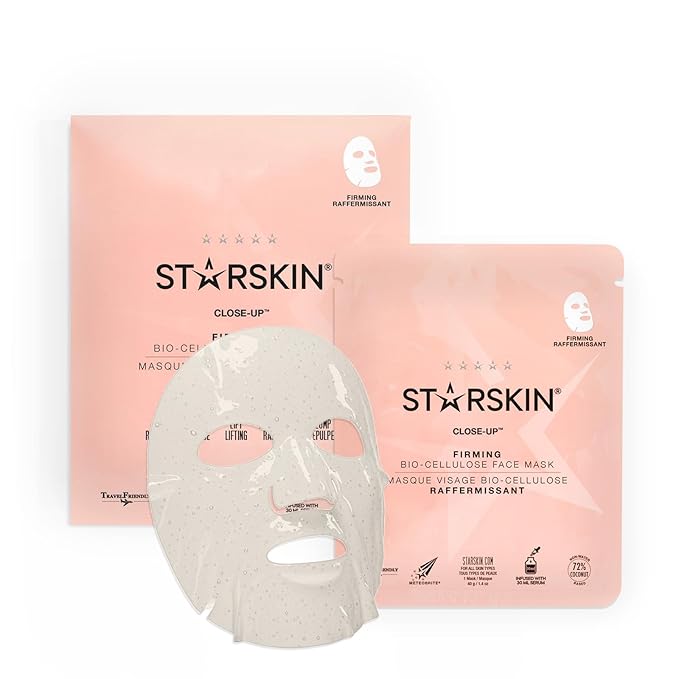 STARSKIN Close-Up 1x40g, Coconut Bio-Cellulose Firming Face Mask for all Skin Types, Face Lifting