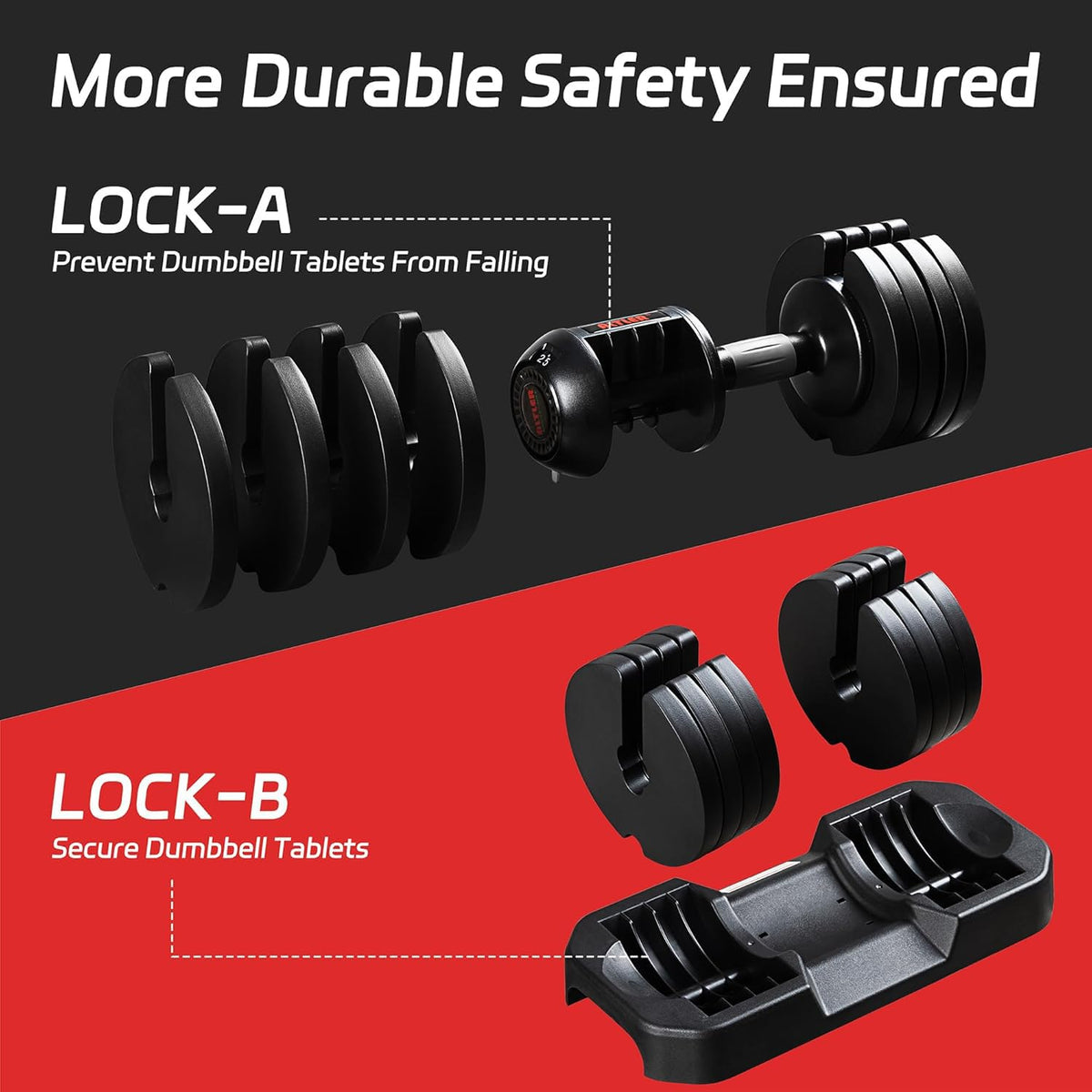 ALTLER Adjustable Dumbbell Set, 52LB Pair with Tray for Workout Strength Training Fitness