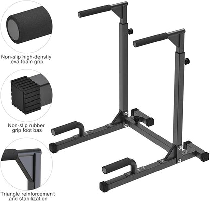 SELEWARE Heavy Duty Dip Bar, Adjustable Width & Height Dip Station Home Gym Fitness Equipment