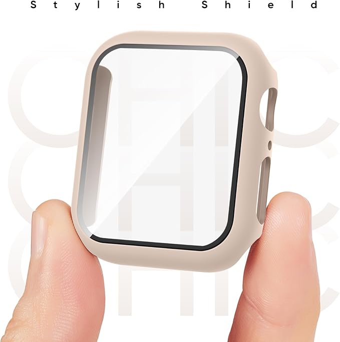 Compatible for Apple Watch Band 44mm 45mm and Case with Screen Protector, Soft Silicone Sport Strap