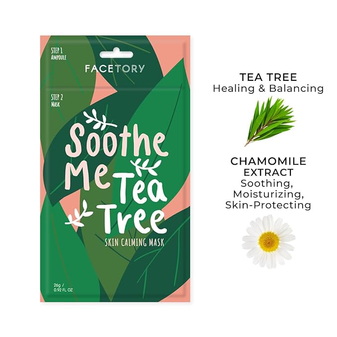 FACETORY K Beauty Face Mask Skin Care - Soothe Me Tea Tree 2-Step Sheet Mask with Tea Tree Extract