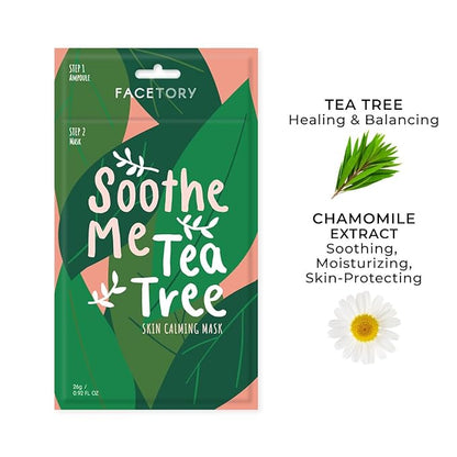 FACETORY K Beauty Face Mask Skin Care - Soothe Me Tea Tree 2-Step Sheet Mask with Tea Tree Extract