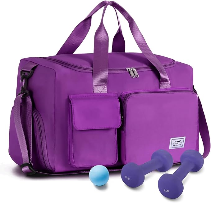 FIORETTO Women's Gym Duffle Bag with Shoes Compartment, 37L Capacity, Ideal for Travel, Gym
