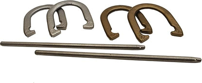 Triumph Forged and Steel Horseshoe Set Complete with 4 Horseshoes, 2 Stakes - Patriotic or Blue and