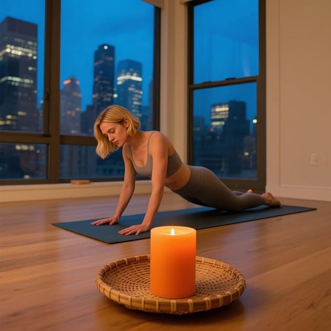 3 Packs 2.8x6 Inch Orange Pillar Candles, Unscented Dripless Non-Toxic Smokeless Long Lasting Fall