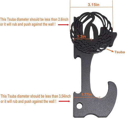 Eforlife 2/Set Sword Hook Wall Mount Samurai Sword Hanger Display Holder Adjustable for Katana