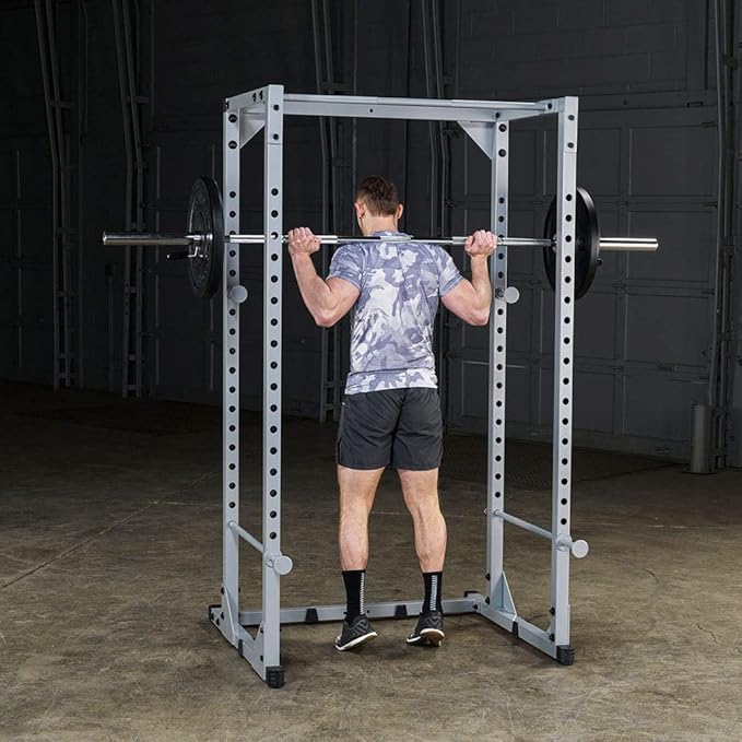 Body-Solid Powerline Adjustable Power Rack - 18-Level Strength Training Heavy-Duty Steel Frame with