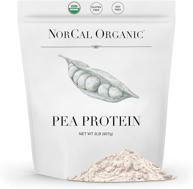 NorCal Organic - Premium Pea Protein Isolate - 100% Vegan and Organic - UNFLAVORED - 2 Pounds (Pack
