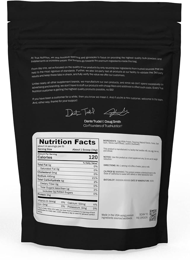 True Nutrition Egg White Protein Powder - Low Carb, Paleo, Keto, Carnivore, Lactose-Free
