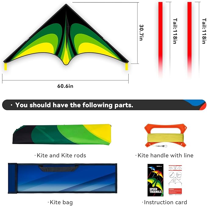 Delta Kite for Kids & Adults，Easy to Fly,Single Line Beach and Park Kite for Family Outdoor Games &