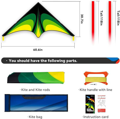 Delta Kite for Kids & Adults，Easy to Fly,Single Line Beach and Park Kite for Family Outdoor Games &